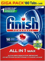 Finish Powerball all in 1 max - vaatwastabletten - Voordeelverpakking - 180 tabs - ontvetter
