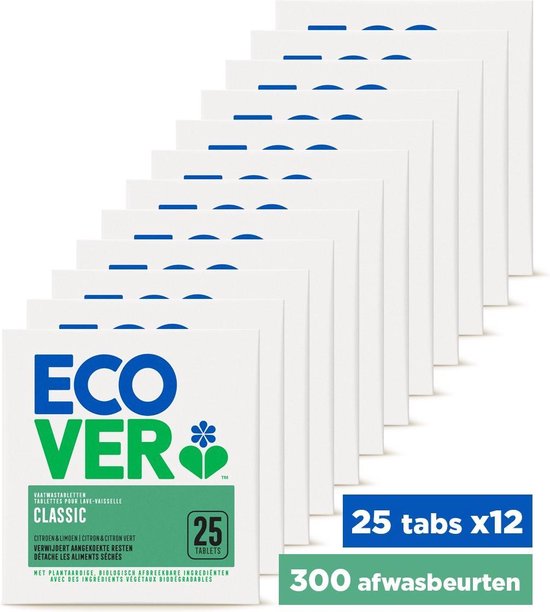 Ecover - Vaatwastabletten Classic - JAARBOX 12 x 25 Tabs
