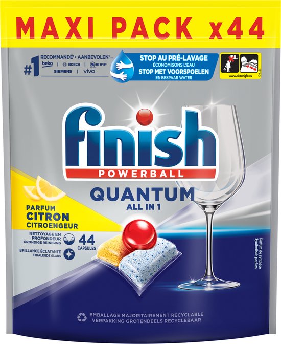 Finish Quantum All in One Citroen Vaatwastabletten - 44 Capsules