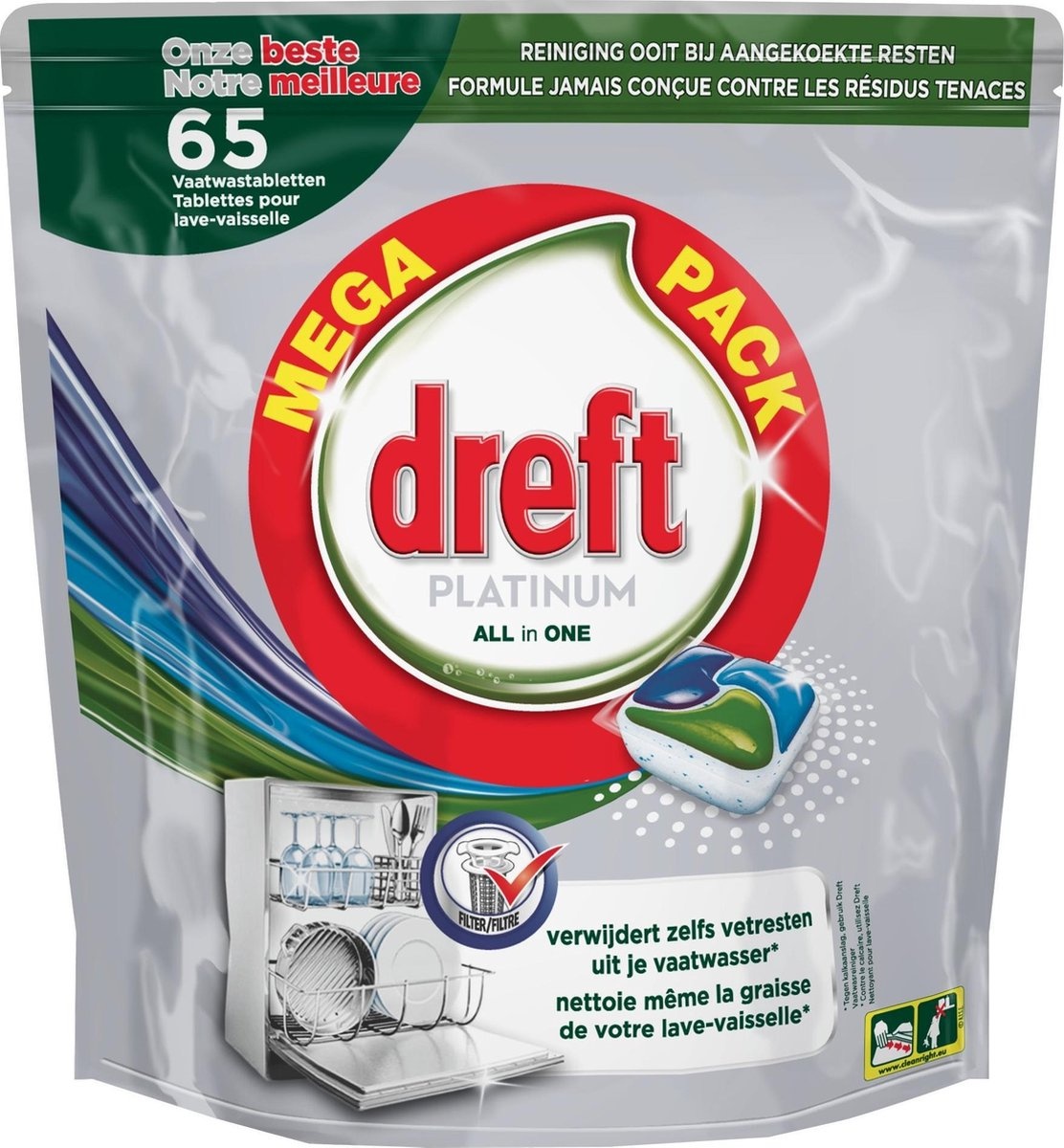 dreft-dreft-platinum-all-in-one-vaatwastabletten-o Dreft Platinum All In One Vaatwastabletten Original- 65 Stuks
